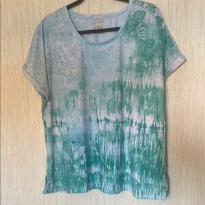 Zenergy by Chico’s Green and blue Relaxed Top